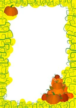 Frame with a pattern and orange pumpkins to Halloween Stock Illustration