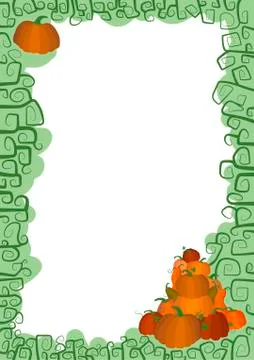 Frame with a pattern and orange pumpkins to Halloween Stock Illustration