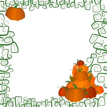 Frame with a pattern and orange pumpkins to Halloween Stock Illustration