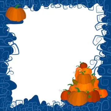 Frame with a pattern and orange pumpkins to Halloween Stock Illustration