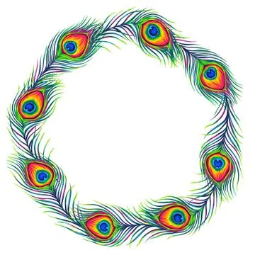 Frame with peacock feathers. Stock Illustration