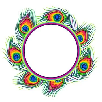Frame with peacock feathers. Stock Illustration