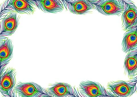 Frame with peacock feathers. Stock Illustration