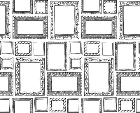 Frame photo Seamless pattern doodle hand drawn 스톡 일러스트