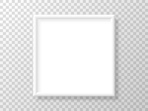 Frame picture on transparent backdrop. Empty white mockup. Realistic interior Stock-Illustration