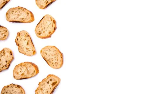 Frame of pieces of white bread isolated on white background. Stock Illustration