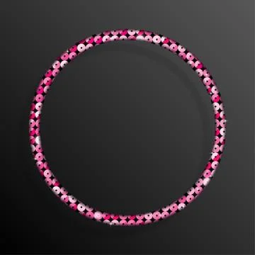 Frame Pink Sequins Circle. Glitter, sparkle. Stock Illustration