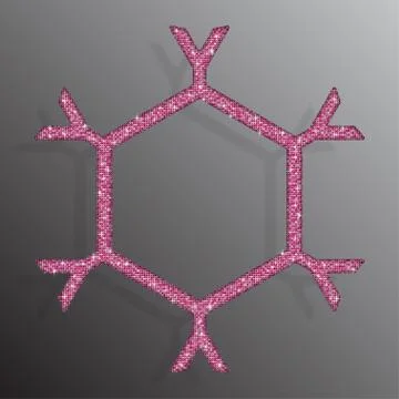 Frame Pink Sequins Snowflake. Glitter, Sparkle. Illustrazione stock