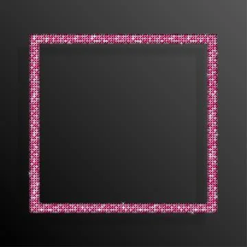 Frame Pink Sequins Square. Glitter, sparkle. Stock Illustration