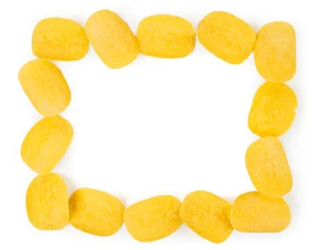 Frame of potato chips on a white. The view from the top. Stock Photos