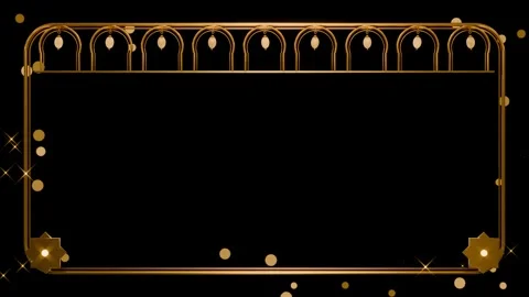 Frame Ramadan islamic arches pattern gold horizontal Stock Footage 347606029