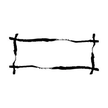 Frame rectangle elongated texture element, outline border grunge shape icon.. Illustrazione stock