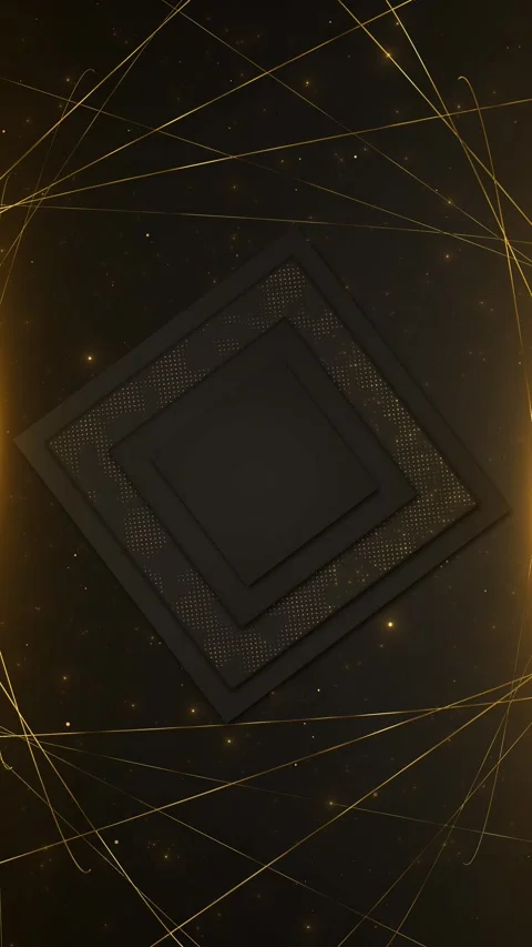 Frame rectangular frame luxury black background. Christmas Golden square glitter Stock Footage 312177174