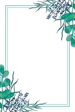 Frame is rectangular plants, leaves, herbs. Illustrazione stock