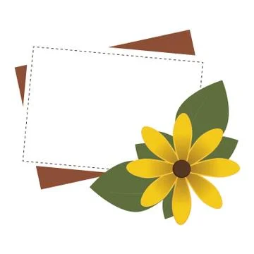 Frame rectangular with yellow flower Stock Illustration