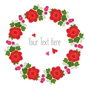 Frame with red flowers Stock Illustration