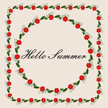 Frame of red flowers Stock Illustration