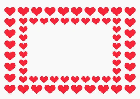 Frame of red hearts. Vector background. Stock Illustration