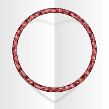 Frame Red Sequins Circle. Glitter, sparkle, stars. Stock Illustration