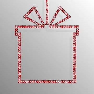 Frame Red Sequins Gift Box. Gift. Surprise. Stock Illustration