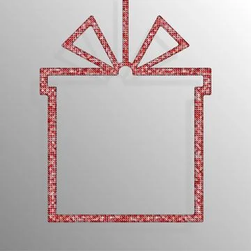Frame Red Sequins Gift Box. Gift. Surprise. Stock Illustration
