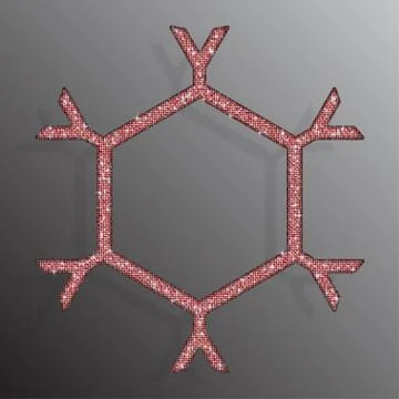 Frame Red Sequins Snowflake. Glitter, Sparkle. Stock Illustration