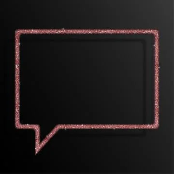 Frame Red Sequins Speech Bubble. Sparkle, Stars. Stock Illustration