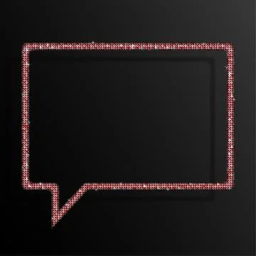 Frame Red Sequins Speech Bubble. Sparkle, Stars. Illustrazione stock