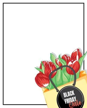 Frame of red tulips wrapped in craft paper on the white table. red tulips i.. Stock-Illustration
