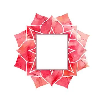 Frame with red watercolor pattern, stylized eastern mandala Illustrazione stock
