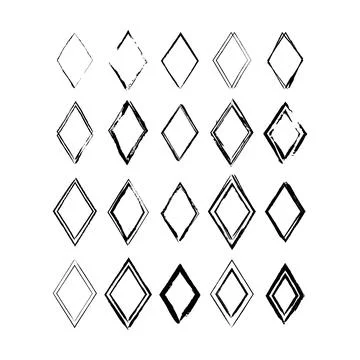 Frame rhombus texture element, outline border grunge shape icon, decorative.. Stock Illustration