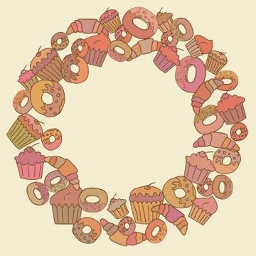 Frame of ring shape of bakery. Stock Illustration