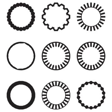 Frame round circle geometric set Stock Illustration