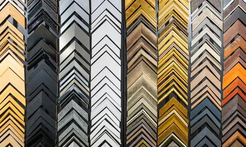 Frame samples in framing shop 스톡 사진