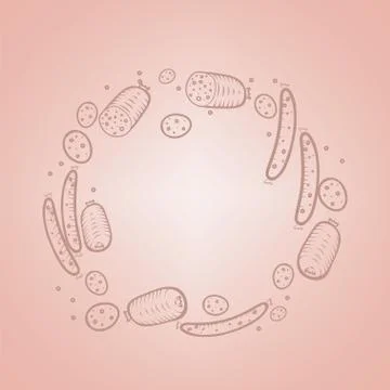 Frame with sausage Stock Illustration