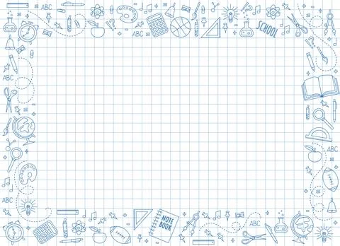 Frame with school supplies Stock Illustration