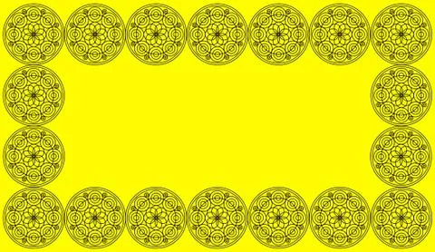 Frame of Seamless pattern tile with round floral mandalas. Islam, Yoga, Arabi Stock Illustration