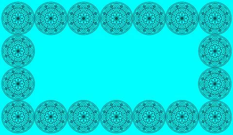 Frame of Seamless pattern tile with round floral mandalas. Islam, Yoga, Arabi Stock Illustration