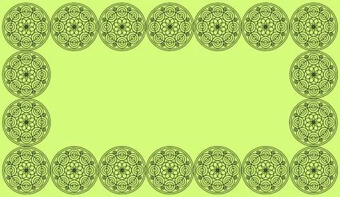 Frame of Seamless pattern tile with round floral mandalas. Islam, Yoga, Arabi Stock Illustration