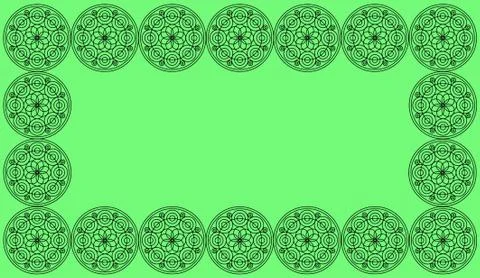Frame of Seamless pattern tile with round floral mandalas. Islam, Yoga, Arabi Stock Illustration