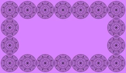 Frame of Seamless pattern tile with round floral mandalas. Islam, Yoga, Arabi Stock Illustration