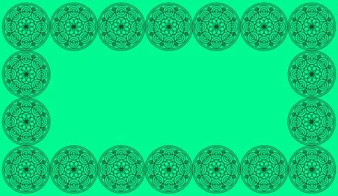 Frame of Seamless pattern tile with round floral mandalas. Islam, Yoga, Arabi Stock Illustration