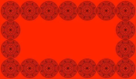 Frame of Seamless pattern tile with round floral mandalas. Islam, Yoga, Arabi Stock Illustration