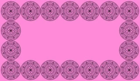 Frame of Seamless pattern tile with round floral mandalas. Islam, Yoga, Arabi Stock Illustration