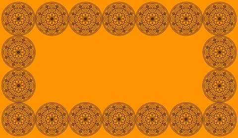 Frame of Seamless pattern tile with round floral mandalas. Islam, Yoga, Arabi Stock Illustration