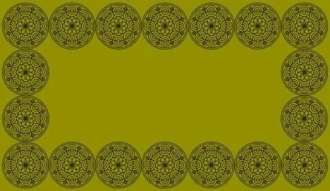 Frame of Seamless pattern tile with round floral mandalas. Islam, Yoga, Arabi Stock Illustration