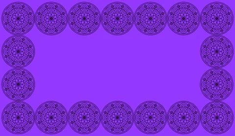 Frame of Seamless pattern tile with round floral mandalas. Islam, Yoga, Arabi Stock Illustration