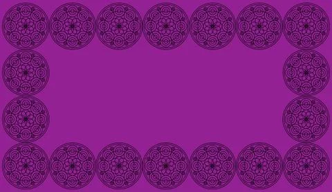 Frame of Seamless pattern tile with round floral mandalas. Islam, Yoga, Arabi Stock Illustration