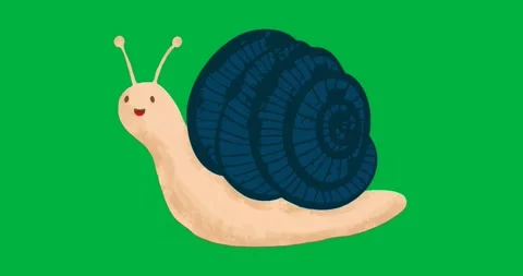 Frame sequence showing cartoon snail staying centered on transparent backdrop Stock Footage 317450482