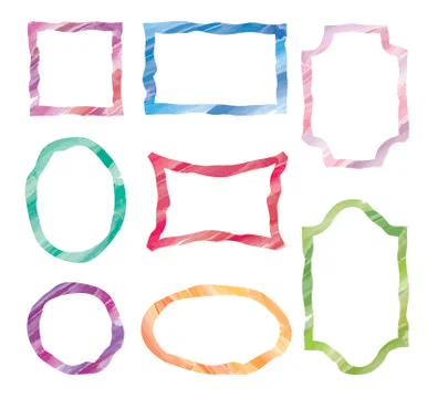 Frame set. Different shape grunge watercolor border Illustrazione stock